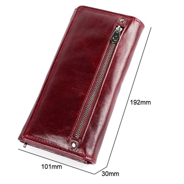 3559 Antimagnetic RFID Multi-function Zipper Retro Top-grain Leather Lady Purse Wallet (Blue) - Image 6