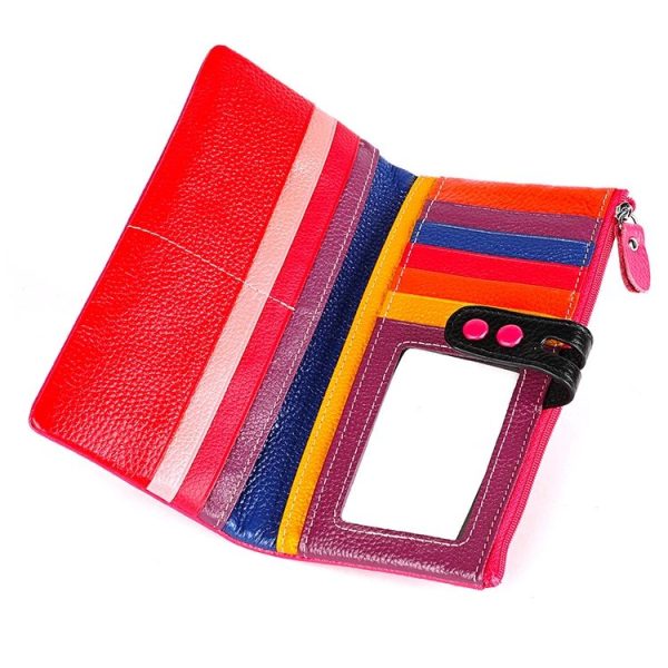 3572 Litchi Texture Leather Zipper Lady Wallet Large-capacity Purse (Rose Red) - Image 4