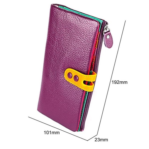 3572 Litchi Texture Leather Zipper Lady Wallet Large-capacity Purse (Rose Red) - Image 5