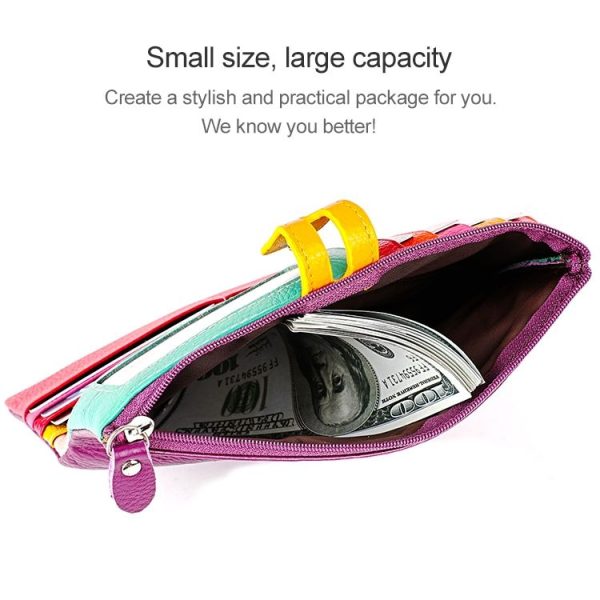 3572 Litchi Texture Leather Zipper Lady Wallet Large-capacity Purse (Rose Red) - Image 7