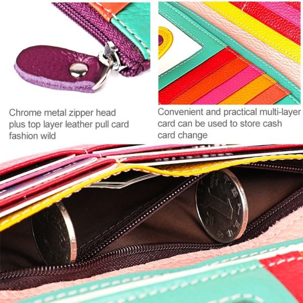 3572 Litchi Texture Leather Zipper Lady Wallet Large-capacity Purse (Rose Red) - Image 8