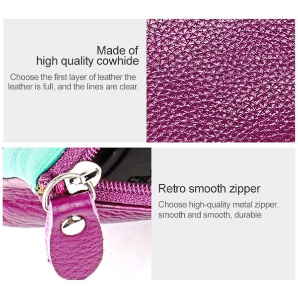 3572 Litchi Texture Leather Zipper Lady Wallet Large-capacity Purse (Rose Red) - Image 9