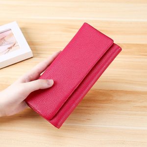 3591C Multi-function Litchi Texture Leather Wallet Large-capacity Purse (Red)
