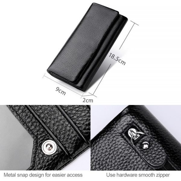 3591C Multi-function Litchi Texture Leather Wallet Large-capacity Purse (Red) - Image 5