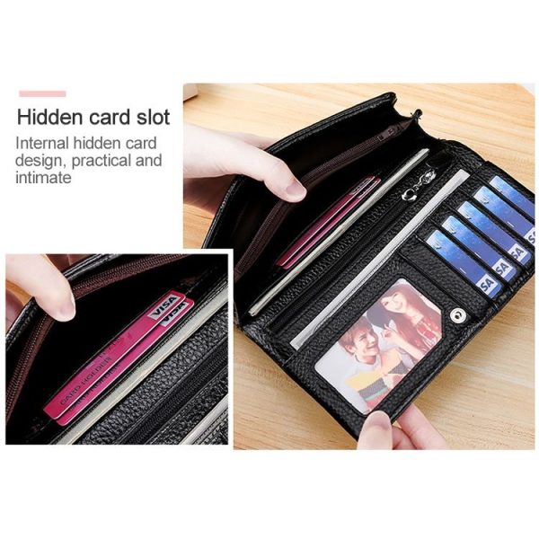 3591C Multi-function Litchi Texture Leather Wallet Large-capacity Purse (Red) - Image 8