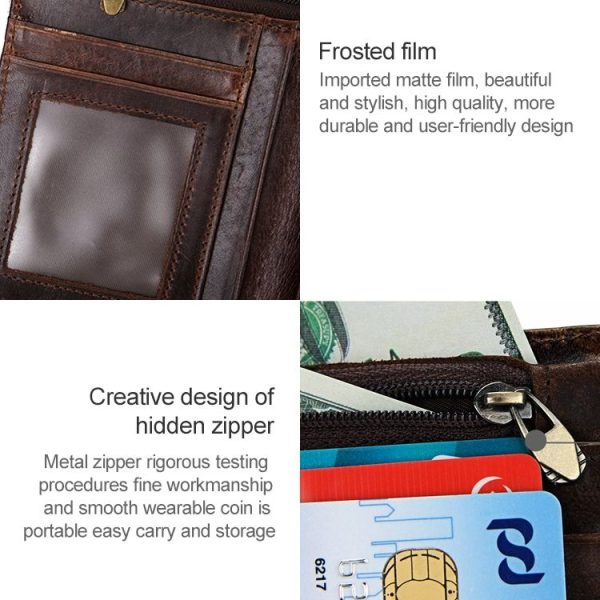 8232 Antimagnetic RFID Men Oil Wax Leather Wallet with Detachable Card Holder - Image 10