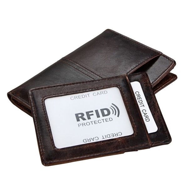 8232 Antimagnetic RFID Men Oil Wax Leather Wallet with Detachable Card Holder - Image 4