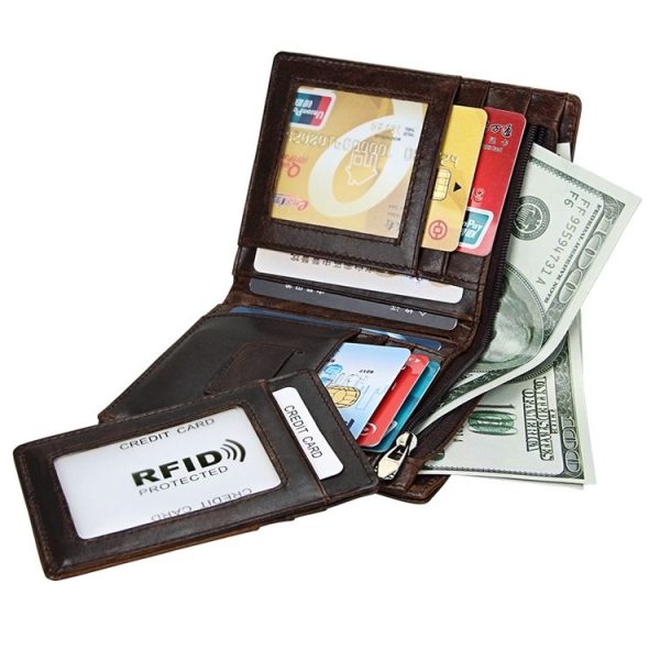 8232 Antimagnetic RFID Men Oil Wax Leather Wallet with Detachable Card Holder - Image 5