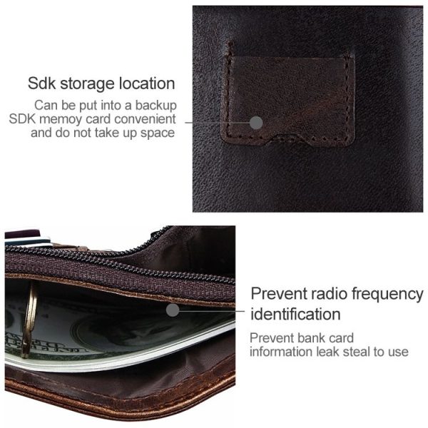 8232 Antimagnetic RFID Men Oil Wax Leather Wallet with Detachable Card Holder - Image 8