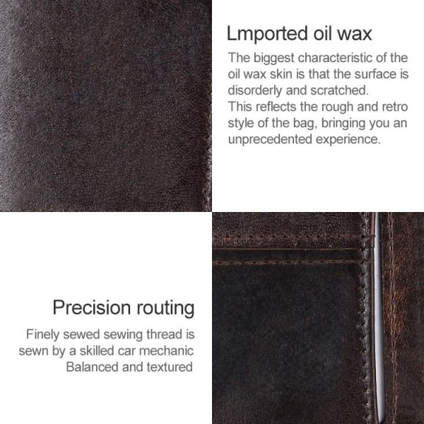 8232 Antimagnetic RFID Men Oil Wax Leather Wallet with Detachable Card Holder - Image 9