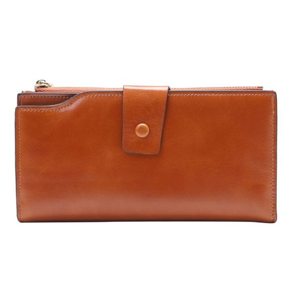 8236 Antimagnetic RFID Multi-function Oil Wax Leather Lady Wallet Large-capacity Purse (Yellow) - Image 2