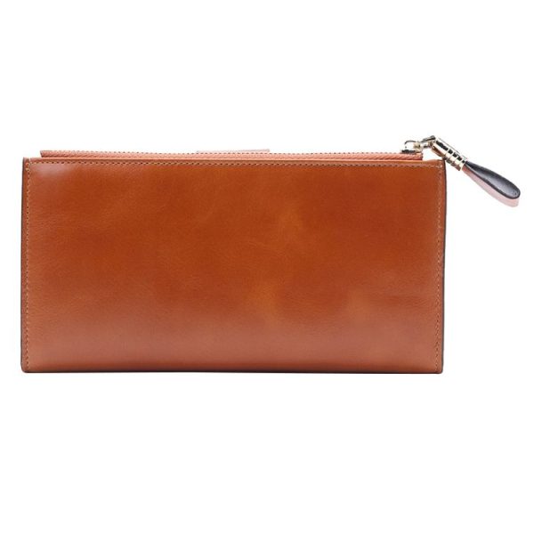 8236 Antimagnetic RFID Multi-function Oil Wax Leather Lady Wallet Large-capacity Purse (Yellow) - Image 4