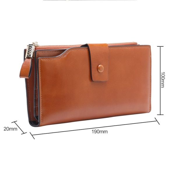 8236 Antimagnetic RFID Multi-function Oil Wax Leather Lady Wallet Large-capacity Purse (Yellow) - Image 6
