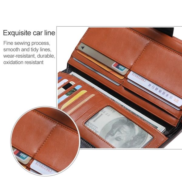 8236 Antimagnetic RFID Multi-function Oil Wax Leather Lady Wallet Large-capacity Purse (Yellow) - Image 9