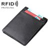9037 Antimagnetic RFID Crazy Horse Texture Leather Wallet Billfold for Men and Women (Black)