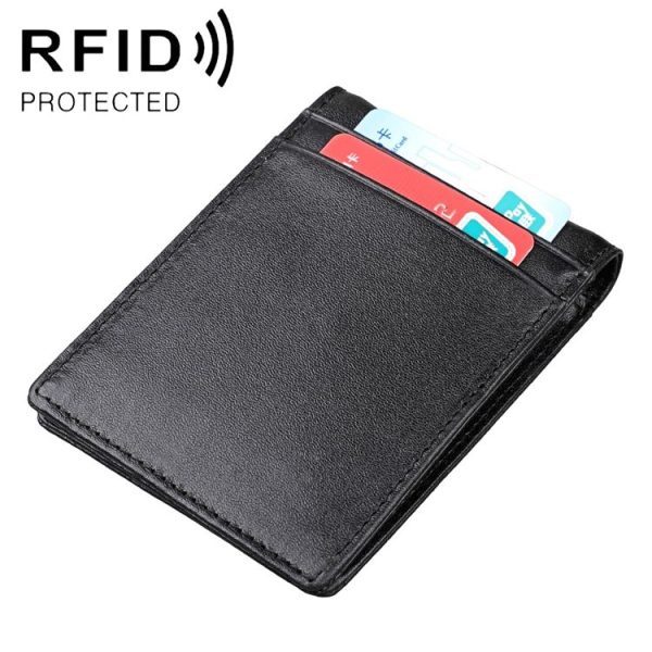 9037 Antimagnetic RFID Crazy Horse Texture Leather Wallet Billfold for Men and Women (Black)