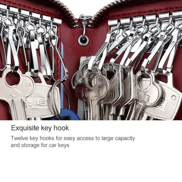 9101 Multi-function Waist Hanging Oil Wax Leather Zipper Wallet Keys Holder Bag (Coffee) - Image 11