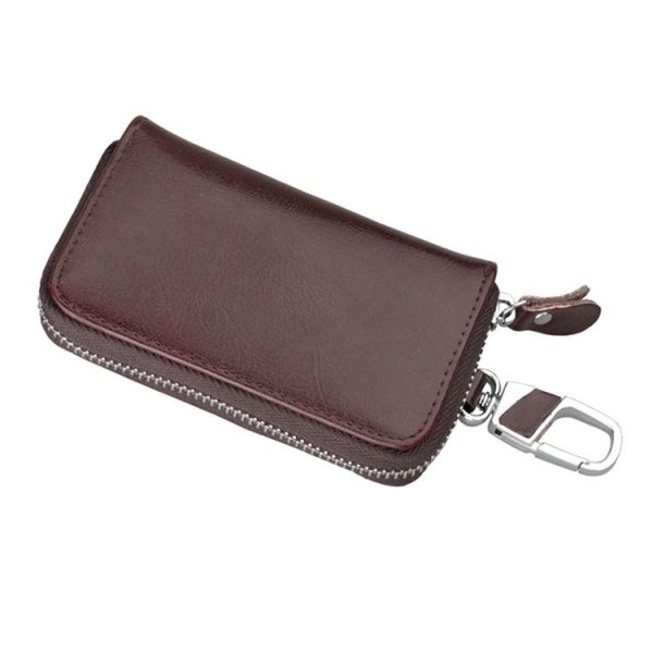 9101 Multi-function Waist Hanging Oil Wax Leather Zipper Wallet Keys Holder Bag (Coffee) - Image 3