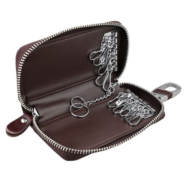 9101 Multi-function Waist Hanging Oil Wax Leather Zipper Wallet Keys Holder Bag (Coffee) - Image 4