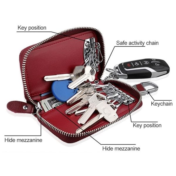 9101 Multi-function Waist Hanging Oil Wax Leather Zipper Wallet Keys Holder Bag (Coffee) - Image 6