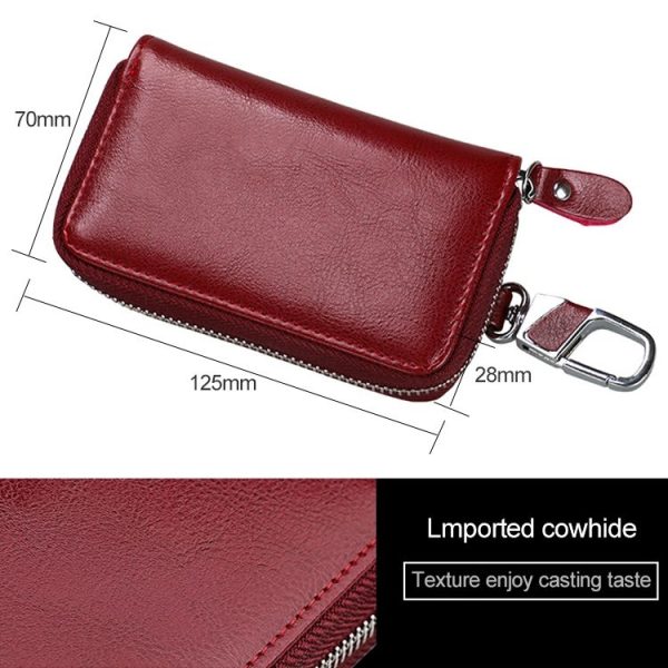 9101 Multi-function Waist Hanging Oil Wax Leather Zipper Wallet Keys Holder Bag (Coffee) - Image 7