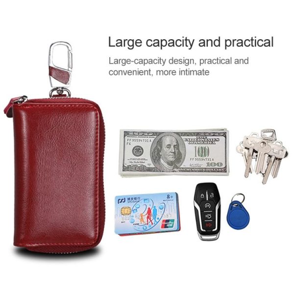 9101 Multi-function Waist Hanging Oil Wax Leather Zipper Wallet Keys Holder Bag (Coffee) - Image 8