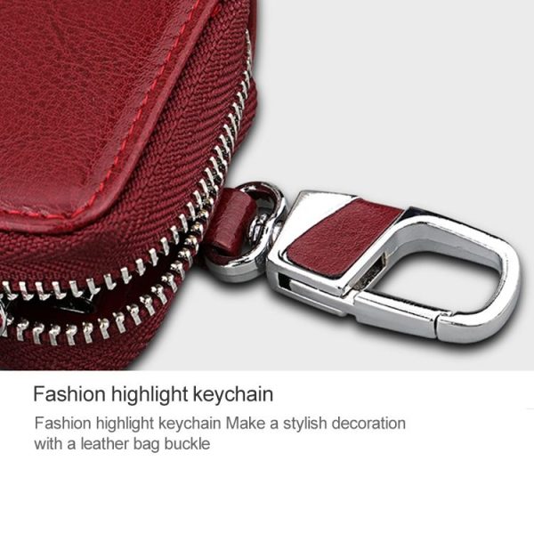 9101 Multi-function Waist Hanging Oil Wax Leather Zipper Wallet Keys Holder Bag (Coffee) - Image 9