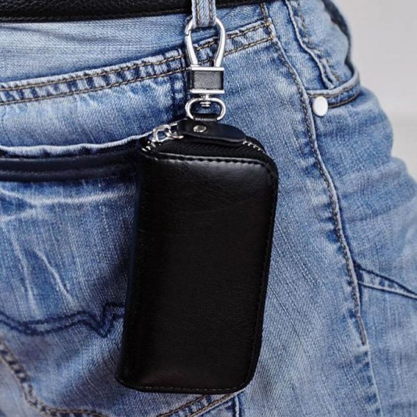9102 Multi-function Waist Hanging Leather Zipper Wallet Keys Holder Bag (Black) - Image 12