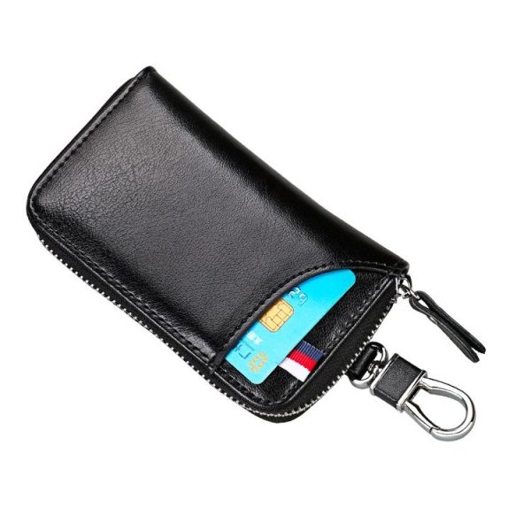 9102 Multi-function Waist Hanging Leather Zipper Wallet Keys Holder Bag (Black) - Image 4