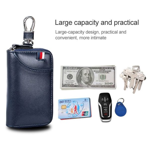 9102 Multi-function Waist Hanging Leather Zipper Wallet Keys Holder Bag (Black) - Image 8