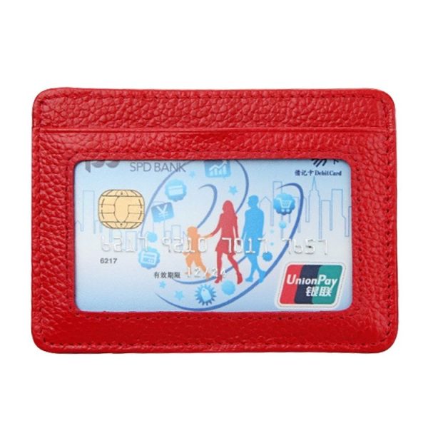 KB37 Antimagnetic RFID Litchi Texture Leather Card Holder Wallet Billfold for Men and Women (Red) - Image 2
