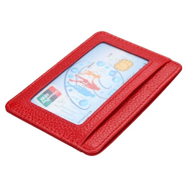 KB37 Antimagnetic RFID Litchi Texture Leather Card Holder Wallet Billfold for Men and Women (Red) - Image 3