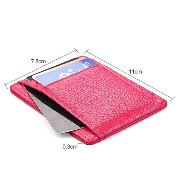 KB37 Antimagnetic RFID Litchi Texture Leather Card Holder Wallet Billfold for Men and Women (Red) - Image 4