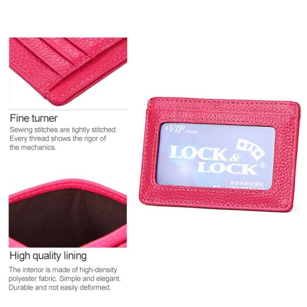 KB37 Antimagnetic RFID Litchi Texture Leather Card Holder Wallet Billfold for Men and Women (Red) - Image 6