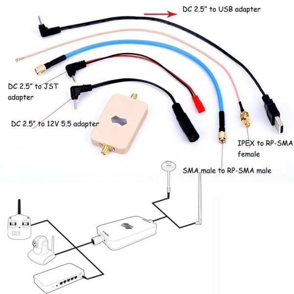 SH-RC24G3W 2.4GHz 3W Wireless WiFi Signal Booster Amplifier for UAV RC (Gold) - Image 5