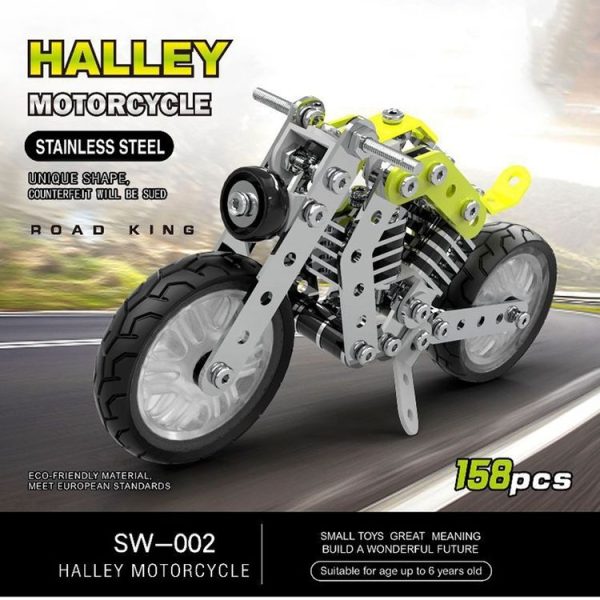 MoFun SW-002 158 PCS DIY Stainless Steel Halley Motorcycle Assembling Blocks - Image 9