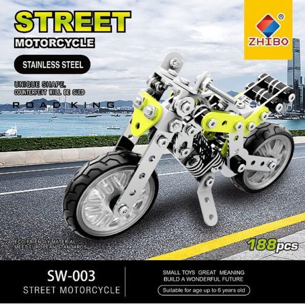 MoFun SW-003 188 PCS DIY Stainless Steel Street Motorcycle Assembling Blocks - Image 9