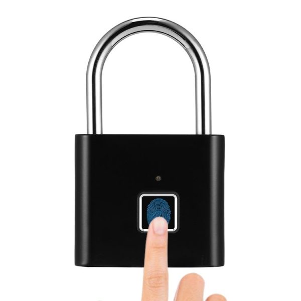 Stainless Steel Automatic Intelligent Fingerprint Padlock Electronic Lock, 10 Fingerprint Edition (Black)