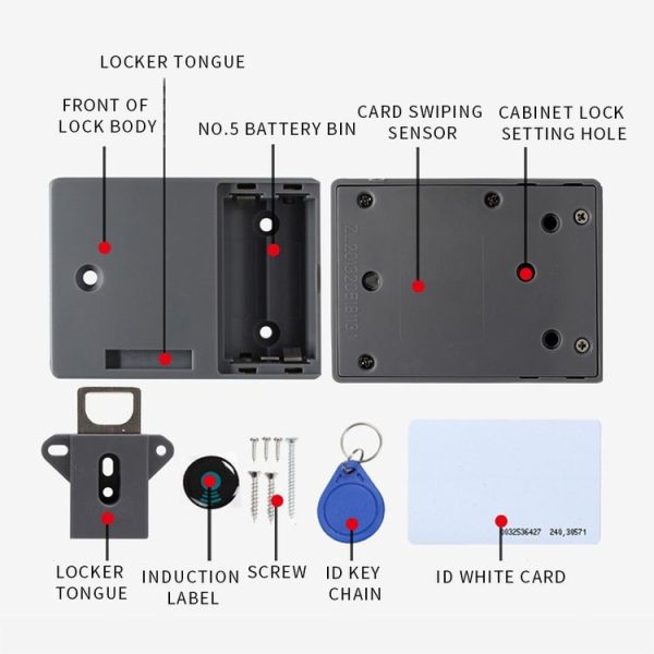 T3 ABS Magnetic Card Induction Lock Invisible Single Open Cabinet Door Lock (Grey) - Image 9