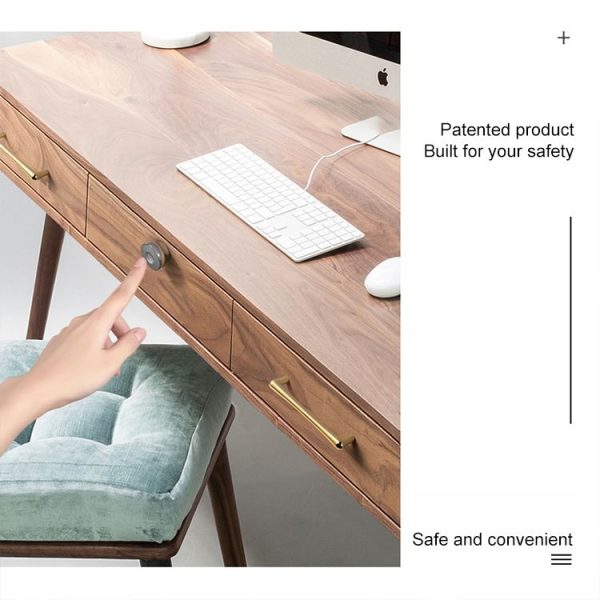 T5 Square Version Aluminum Alloy Panel Fingerprint Drawer Lock (Silver) - Image 5