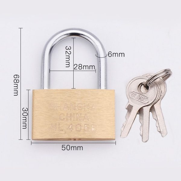 Copper Padlock Small Lock, Style: Short Lock Beam, 50mm Open - Image 2
