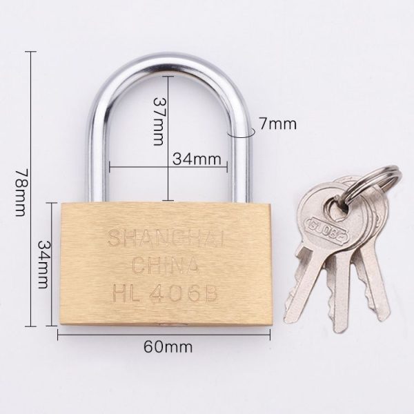 Copper Padlock Small Lock, Style: Short Lock Beam, 60mm Not Open - Image 2
