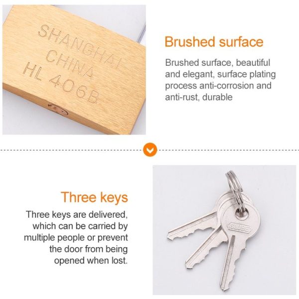 Copper Padlock Small Lock, Style: Long Lock Beam, 30mm Open - Image 3
