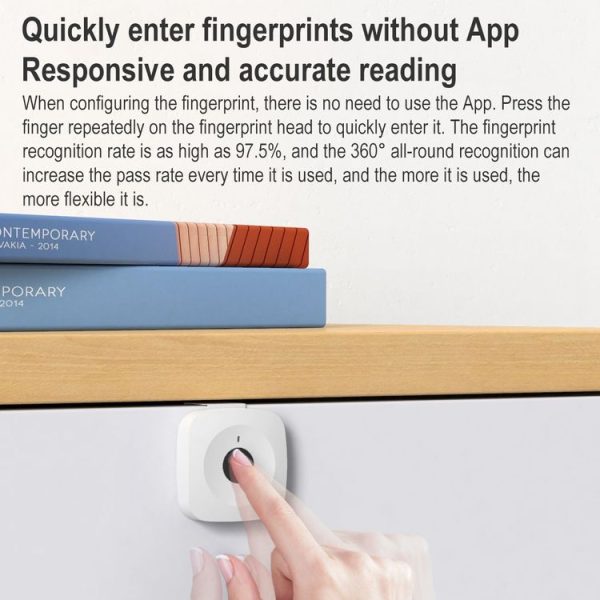 Original Xiaomi Youpin ZNGS06YSB YEELOCK Smart Fingerprint Drawer Cabinet Lock (White) - Image 4