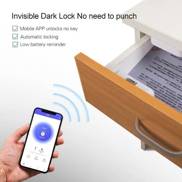T1 Bluetooth + Tuya APP Smart Drawer Lock Invisible Lock, Support Remote Control Unlocking - Image 5