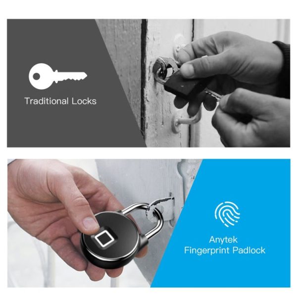 P22 Intelligent Waterproof Anti-theft Fingerprint Security Door Padlock - Image 4