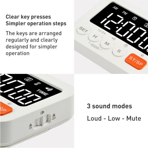 8801A Multi-function LED Display Clock Digital Timer Countdown Reminder (White) - Image 5