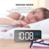 Bedside Alarm Clock Sound Control Mirror LED Music Clock (Black) - Image 6