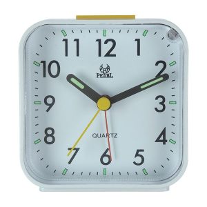 Square Mute Alarm Clock Mini Bedside Office Electronic Clock (White)