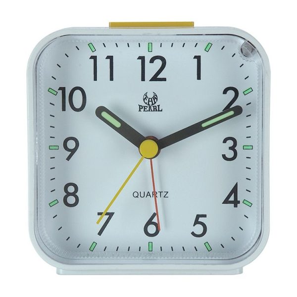 Square Mute Alarm Clock Mini Bedside Office Electronic Clock (White) - Image 2